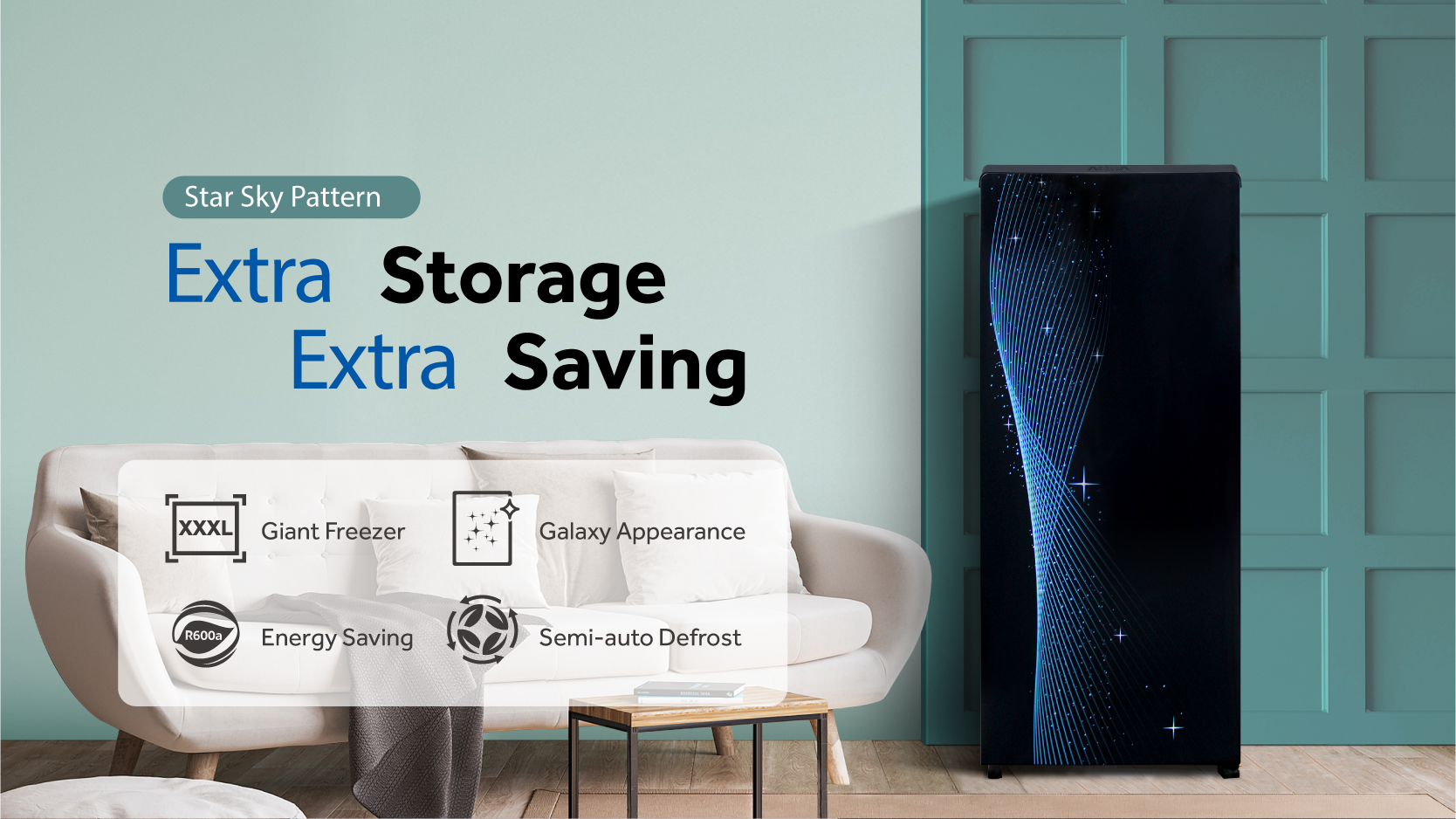 Kulkas AQR-D225 (Star Sky) Garansi Kompressor 7 Tahun dan Garansi Sparepart & Jasa 12 Bulan