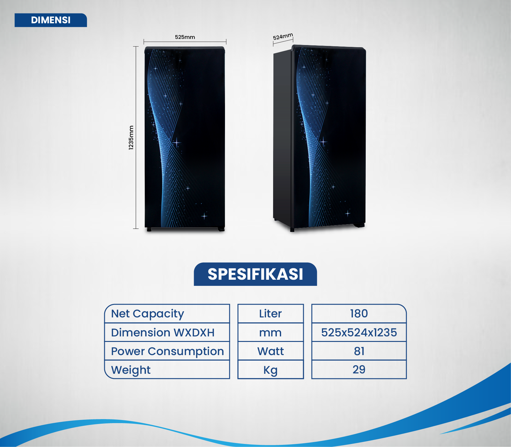 Kulkas AQR-D225 (Star Sky Series) Garansi Kompressor 7 Tahun dan Garansi Sparepart & Jasa 12 Bulan