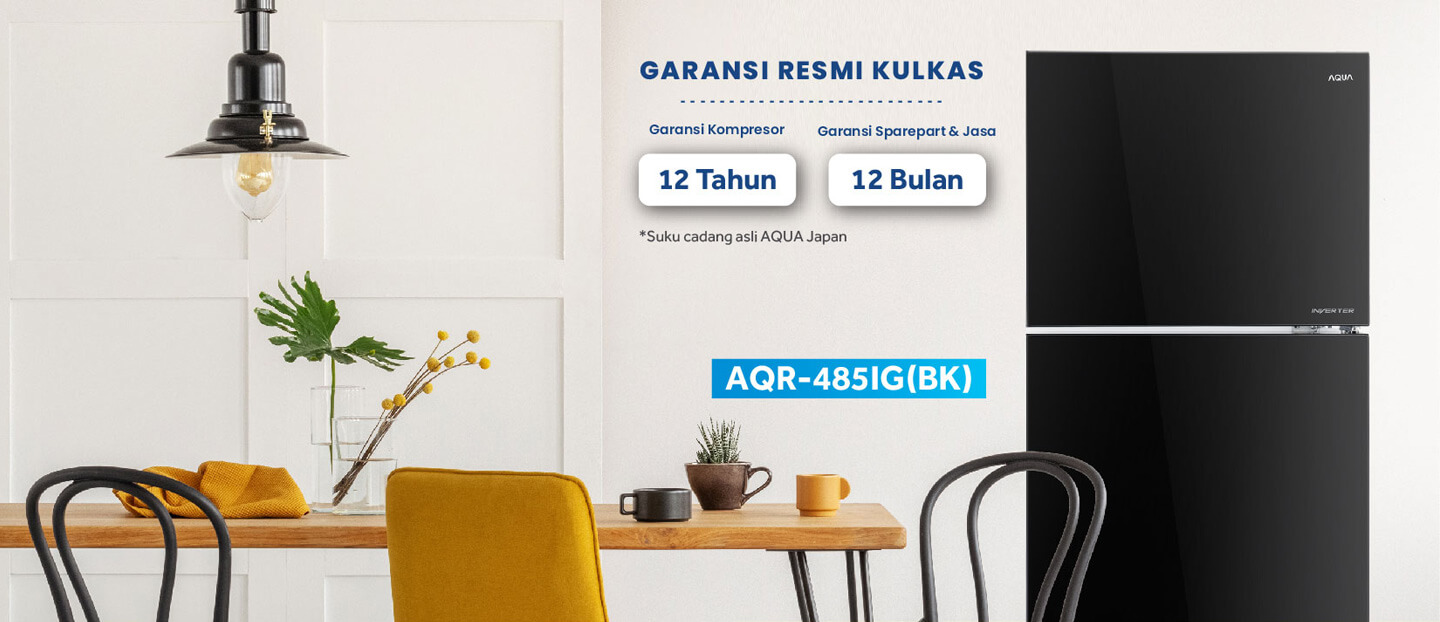 Kulkas AQR-485IG(BK) Garansi Kompressor 12 Tahun dan Garansi Sparepart & Jasa 12 Bulan