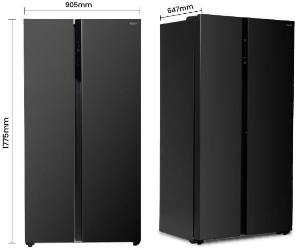 Kulkas AQUA Elektronik AQR-605IM(GB) Dimensi WxDxH 905x647x1775