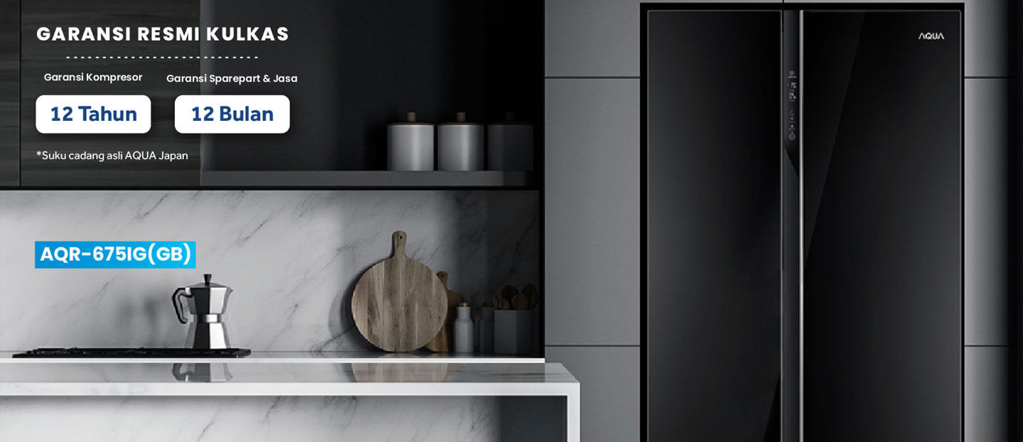 Kulkas AQR-675IG Garansi Kompressor 12 Tahun dan Garansi Sparepart & Jasa 12 Bulan