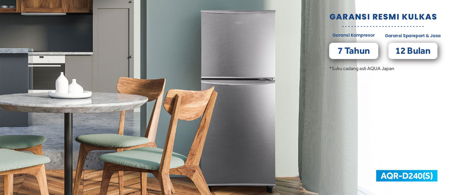 Kulkas AQR-D240(S) Garansi Kompresor 7 Tahun dan Garansi Sparepart & Jasa 12 Bulan