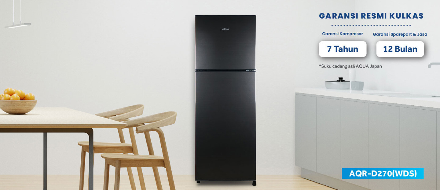 Kulkas AQR-D270(WDS) Garansi Kompressor 12 Tahun dan Garansi Sparepart & Jasa 12 Bulan