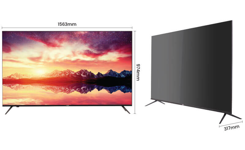 TV AQUA Elektronik LE70AQT6300UG Dimensi WxDxH 1563x317x974 mm