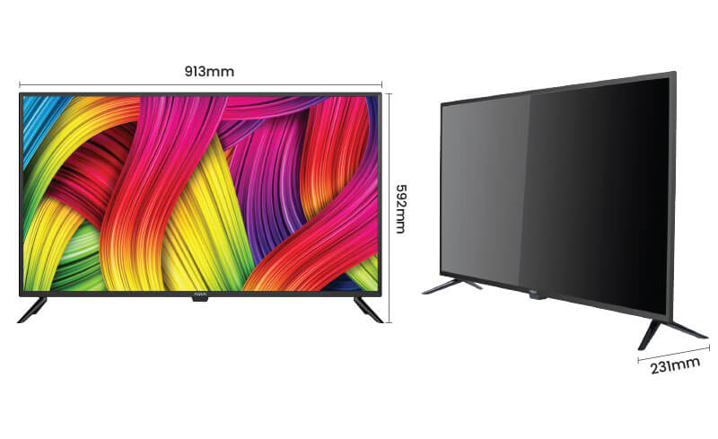 TV AQUA Elektronik ALE40AQT9200MF Dimensi WxDxH 913x231x592 mm