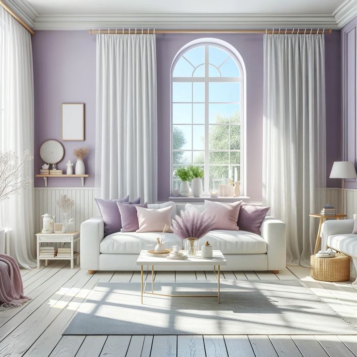 lavender pastel living room
